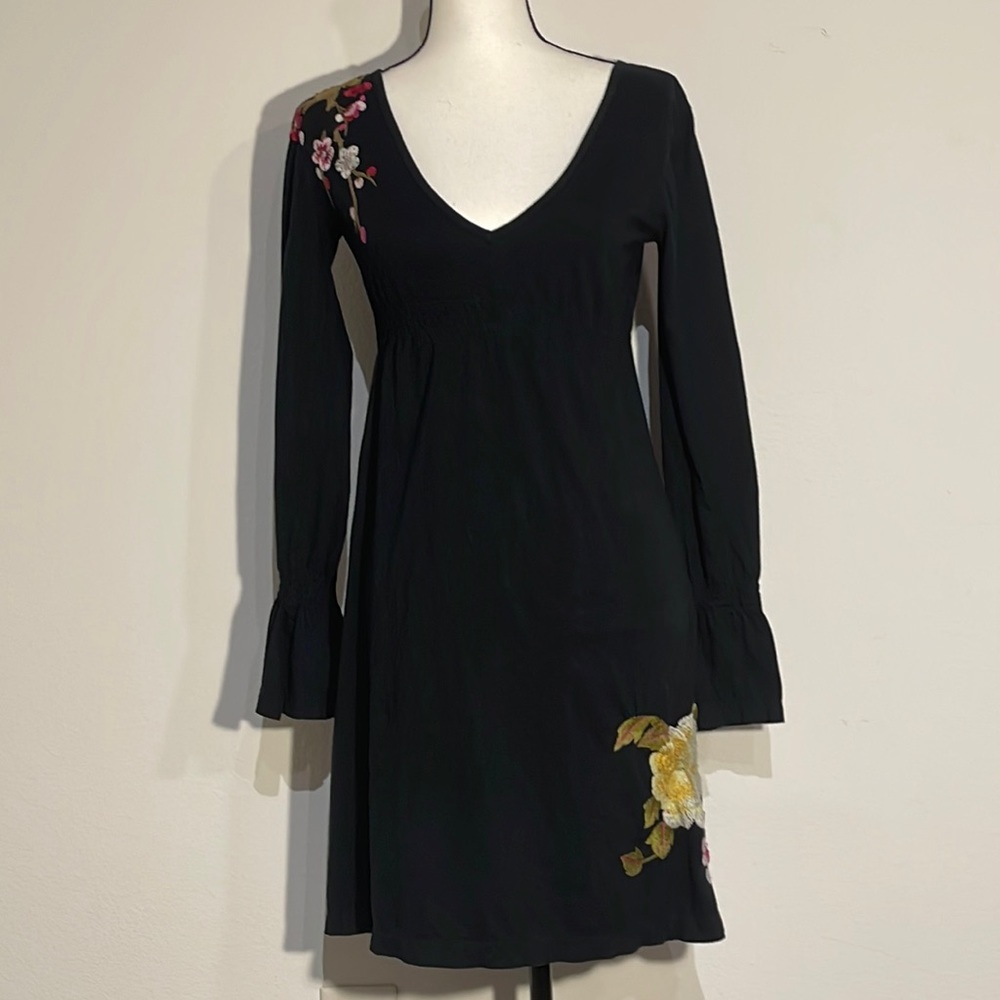 Johnny Was LA Black Embroidered LOVE Dress - Picture 2 of 9